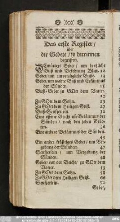 Das erste Register, über die Gebete, so hierinnen begriffen.