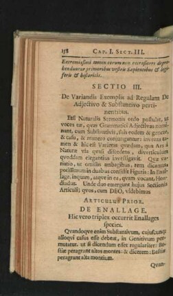 Sectio III. De Variandis Exemplis qad Regulam De Adiectivo & Substantivo pertinentibus.