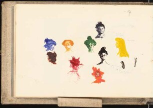 Skizzenbuch mit Aquarellen und Zeichnungen: Frauenköpfe