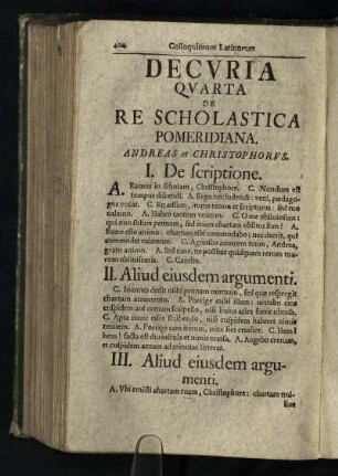 Decuria Quartia de Re Scholastica Pomeridiana