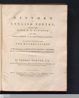 Vol. II.: The History Of English Poetry : From The Close of the Eleventh To The Commencement of the Eighteenth Century