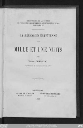 La récension égyptienne des Mille et une nuits