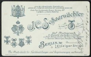 Porträt Ferdinand Schrey : Foto-/Bildersammlung Stenografische Sammlung. Porträt Ferdinand Schrey. Photographie. Carte de visite (1896; J. C. Schaarwächter). Dresden: SLUB P a 0533