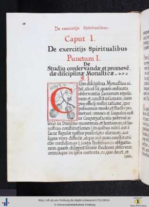 Caput I. De exercitiis spiritualibus.
