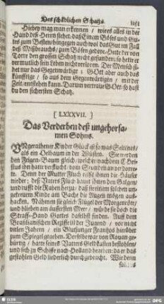 [LXXXVII.] Das Verderben deß ungehorsamen Sohns