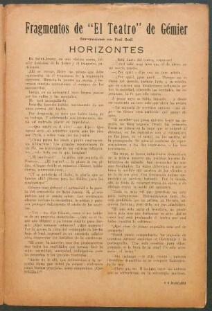 Fragmentos de "El teatro" de Gémier : Horizontes
