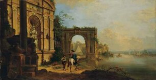 Ideale Flußlandschaft mit Ruinen I
