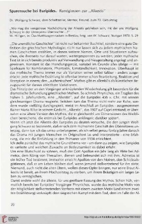 30: Spurensuche bei Euripides : Randglossen zur "Alkestis"