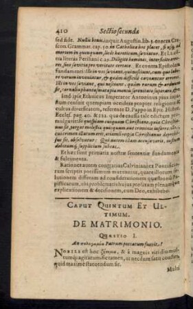 Caput Quintum Et Ultimum. De Matrimonio.