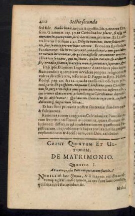 Caput Quintum Et Ultimum. De Matrimonio.