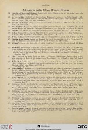 Arbeiten in Gold, Silber, Bronze, Messing (Nr. 247-353)