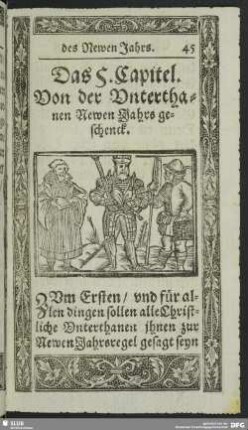 Das 5. Kapitel. Von der Unterthanen Newen Jahrs geschenck