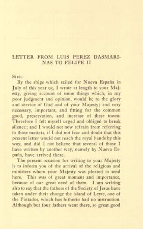 Letter from Luis Perez Dasmarinas to Felipe II