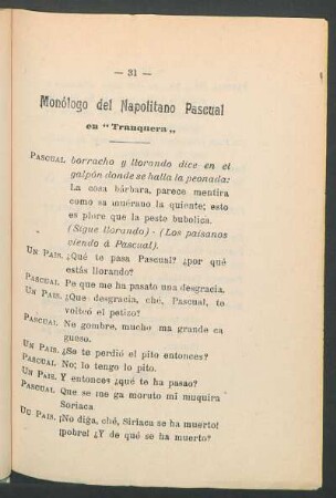 Monólogo del napolitano Pascual en "Tranquera"