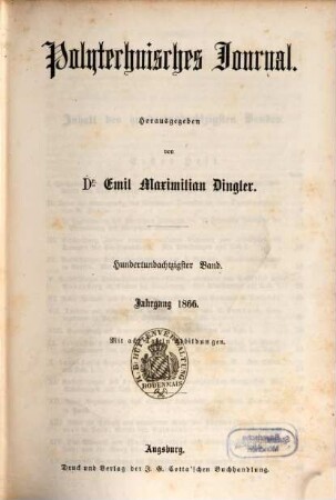 Polytechnisches Journal. 180. 1866 = 4. Reihe Bd. 30