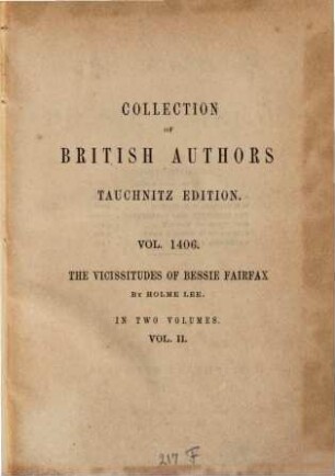 The vicissitudes of Bessie Fairfax : in 2 vol., 2