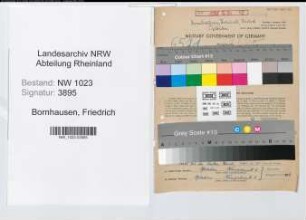 Entnazifizierung Friedrich Bornhausen , geb. 10.08.1894 (Dentist)