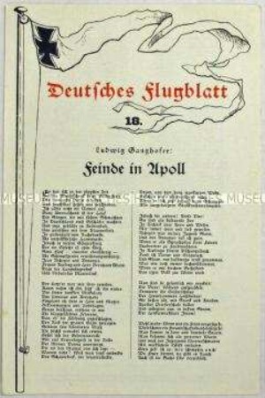 Flugblatt mit einem patriotischen Gedichten von Ludwig Ganghofer