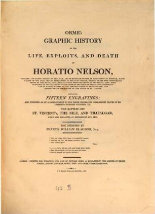 Graphic history of the Life Exploits et Death of Lord Viscount Nelson