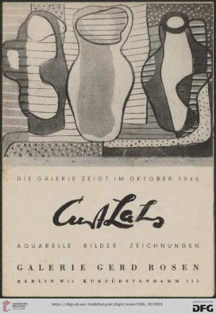 Die Galerie zeigt im Oktober 1946 Curt Lahs : Aquarelle, Bilder, Zeichnungen
