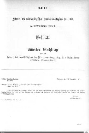 Staatshaushaltsplan 1922, Heft 13