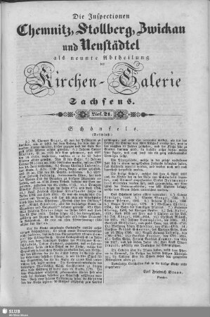 Schönfels (Beschluß), Stollberg, Brünlos : 21. Lieferung