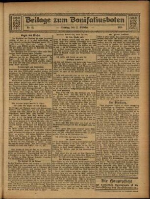 Zweite Ausgabe vom Sonntag, den 12. Oktober 1919.