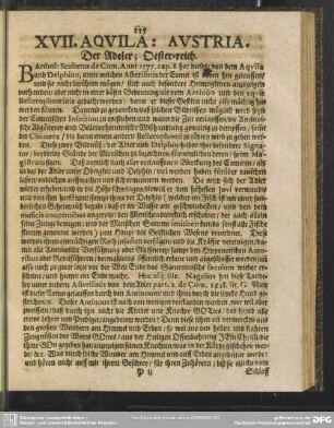 XVII. Aquila: Austria. Der Adeler: Oester-reich