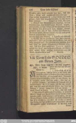 VII. Vom Lobe Gottes am Neuen Jahr.
