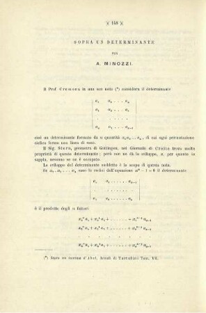 Sopra un determinante.