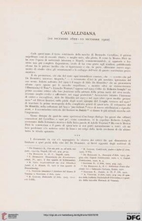 25: Cavalliniana : (10 dicembre 1622 - 10 dicembre 1922)