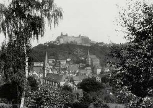 Kulmbach, Stadtansicht : Kulmbach. Stadtansicht mit Plassenburg. Blick nach Nordwesten
