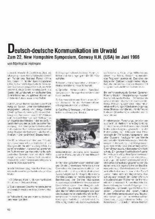 Deutsch-deutsche Kommunikation im Urwald : zum 22. New Hampshire Symposium, Conway N.H. (USA) im Juni 1996