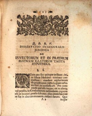 Diss. inaug. iur. de inventorum, et in praedium rusticum illatorum tacita hypotheca