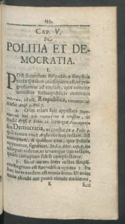 Cap. V. De Politia Et Democratia