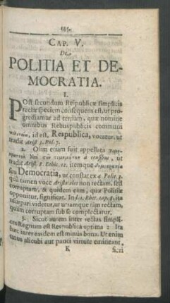 Cap. V. De Politia Et Democratia