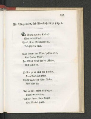 Ein Wiegenlied, bei Mondschein zu singen.