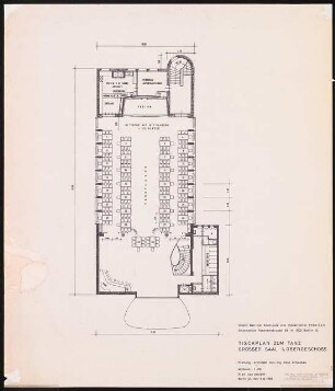 Klubhaus für den Verein Berliner Kaufleute, Berlin-Charlottenburg: Grundriss 1.OG 1:100 (Tischplan)