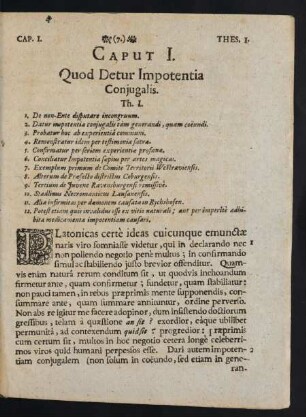 Caput I. Quod Detur Impotentia Coniugalis.