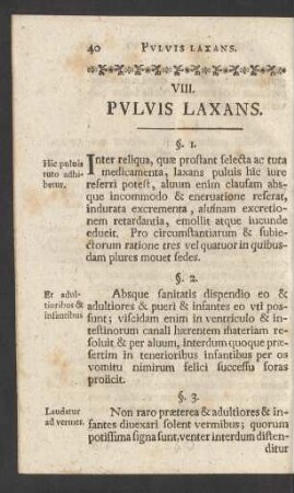 VIII. Pulvis Laxans