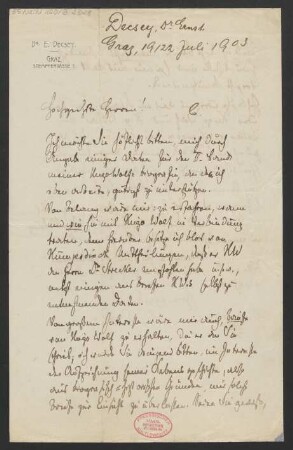 Brief an B. Schott's Söhne : 19.07.1903
