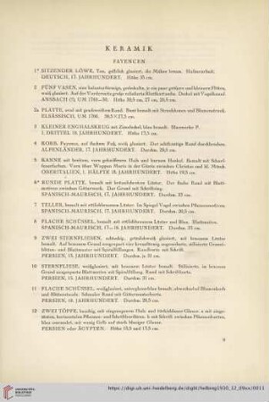 Fayencen und Porzellan (Nr. 1-44)