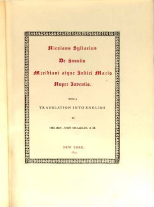 De Insulis Meridiani atque Indici Maris nuper inventis