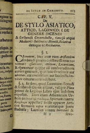 Cap. V. De De Stylo Asiatico, Attico, Laconico:[...]