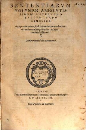 Sententiarum volumen absolutissimum