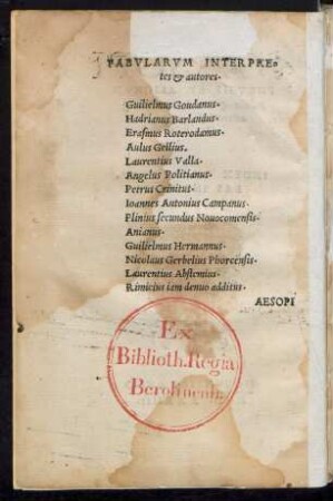 Fabularum Interpretes et autores.