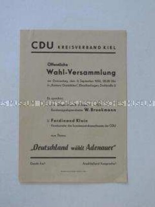 Einladung zu einer Wahlveranstaltung der CDU Kiel