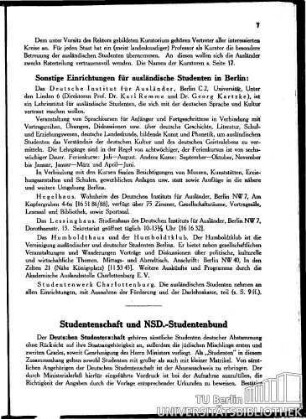 Studentenschaft und NSD.-Studentenbund, Studentenwerk
