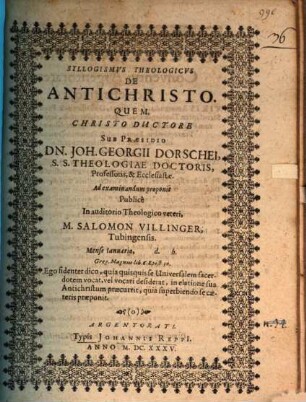Syllogismus theologicus de antichristo