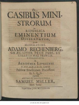 De Casibus Ministrorum in Republica Eminentium Dissertatio
